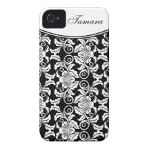 Motif de fleur fleuri avec le nom coques iPhone 4