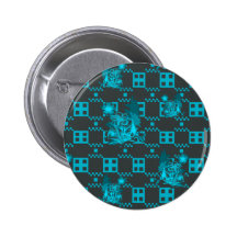 Motif de fleur géométrique bleu badges