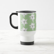 Motif de lis blancs sur le vert tasse à café