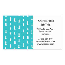 Motif de pièce d'échecs - bleu turquoise cartes de visite personnelles