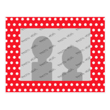Motif de point rouge et blanc de polka. Tacheté Cartes Postales