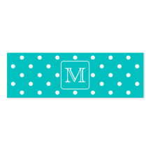 Motif de point turquoise et blanc de polka. Monogr Cartes De Visite Professionnelles