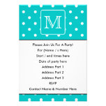 Motif de point turquoise et blanc de polka. Monogr Bristols