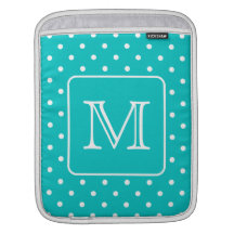Motif de point turquoise et blanc de polka. Monogr Poches iPad