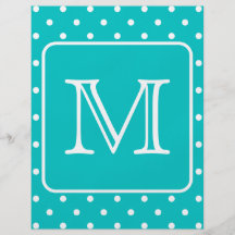 Motif de point turquoise et blanc de polka. Monogr Prospectus