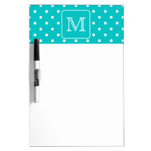 Motif de point turquoise et blanc de polka. Monogr Tableaux Effaçables À Sec