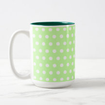 Motif de point vert et blanc de polka. Tacheté Mug