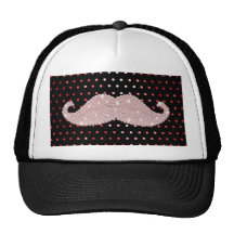 Motif de pois rose Girly drôle de moustache de Bli Casquette De Camionneur