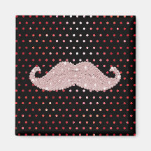 Motif de pois rose Girly drôle de moustache de Bli Aimants Pour Réfrigérateur