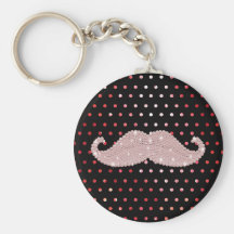 Motif de pois rose Girly drôle de moustache de Bli Porte-clés