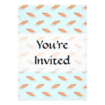 Motif de poissons de paradis sur le bleu cartons d'invitation