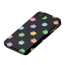 Motif de porc d'arc-en-ciel sur le noir coques Case-Mate iPhone 4