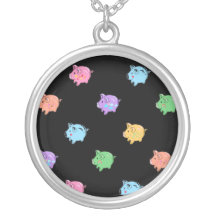 Motif de porc d'arc-en-ciel sur le noir collier