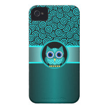 motif de remous de turquoise avec le hibou coque iPhone 4 Case-Mate