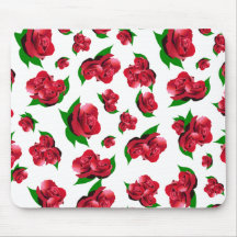 Motif de rose rouge tapis de souris