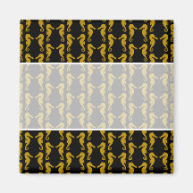 Motif d'hippocampe. Noir et Brown Magnets