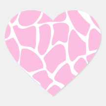 Motif d'impression de girafe dans le rose de sucre autocollant en cœur