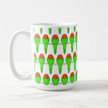 Motif d'oiseau. Parakeets. Tasses