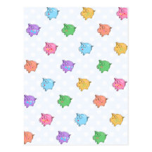 Motif en pastel de porc carte postale