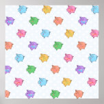 Motif en pastel de porc posters