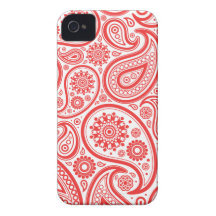 Motif floral blanc rouge de Paisley Coque Case-Mate iPhone 4
