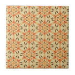 Motif floral géométrique couleur pêche d'édredon d carreau en céramique