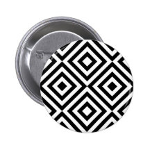 Motif géométrique abstrait de carrés, blanc noir pin's