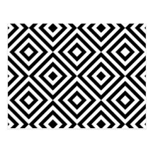 Motif géométrique abstrait de carrés, blanc noir carte postale