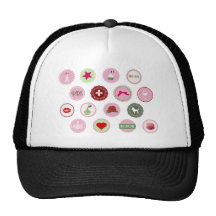 Motif girly d'amour rose de Paris Casquettes