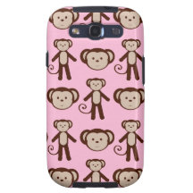 Motif Girly rose mignon de collage de singe Coques Samsung Galaxy S3