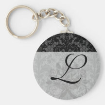 motif gris de damassé de noir de dentelle de faux porte-clé