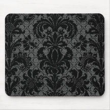 motif gris de damassé de noir de dentelle de faux tapis de souris