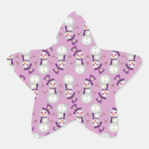 Motif hippie de bonhomme de neige de Noël Autocollants En Étoile