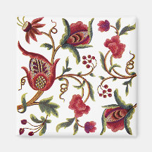 Motif Jacobean traditionnel de broderie Magnets Pour Réfrigérateur