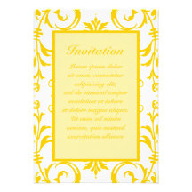 Motif jaune de damassé invitations personnalisées