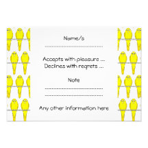 Motif jaune d'oiseau. Les Canaries Faire-part