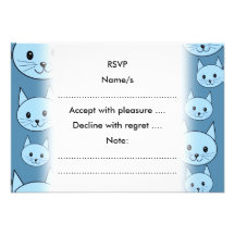 Motif mignon de chats dans le bleu invitations personnalisées