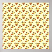 Motif mignon de girafe. Animaux de bande dessinée Poster