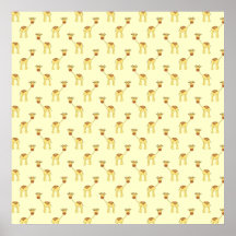 Motif mignon de girafe sur le jaune posters