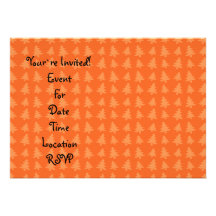 Motif orange d'arbres de Noël Invitations