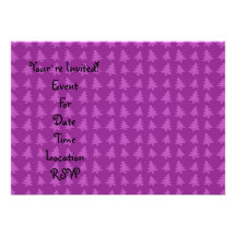 Motif pourpre d'arbres de Noël Invitations Personnalisées
