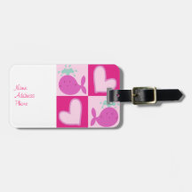 Motif rose de coeur de baleine étiquettes de bagages