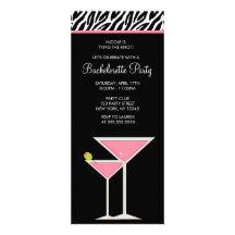 Motif rose de Martini et de zèbre Faire-parts