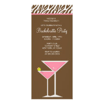 Motif rose de zèbre de Martini et de Brown Faire-part Personnalisables