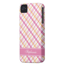 Motif rose et orange de plaid coques Case-Mate iPhone 4