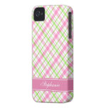 Motif rose et vert de plaid coques Case-Mate iPhone 4