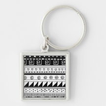Motif tribal noir et blanc porte-clef
