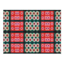 Motif turquoise rouge de tuile carte postale