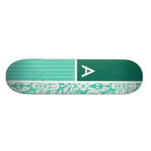 Motif vert de damassé de Seafoam Planches À Roulettes Customisées