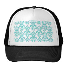 Motif vintage blanc turquoise mignon 2 de damassé casquette